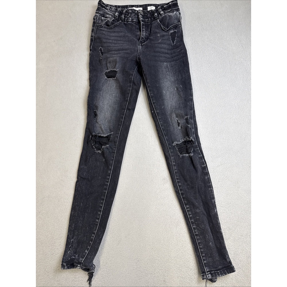 KanCan Estilo Jeans Stretch Womens 26 Distressed High Rise Skinny Black Wash